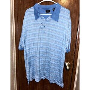 IZOD Golf Men’s XL Blue Striped Cotton Short Sleeve Polo Regular Fit Mercerized